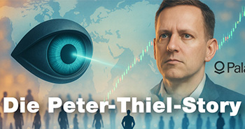 Peter Thiel in einer Collage mit einem Auge, was über menschliche Silhouetten aqcht