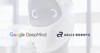 ein kliener runder in Wei&szlig; gehaltener Roboter mit dem Schriftzug Gemini dr&uuml;ber