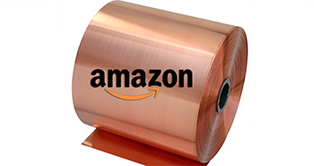 Amazon Logo auf einer Kupfer